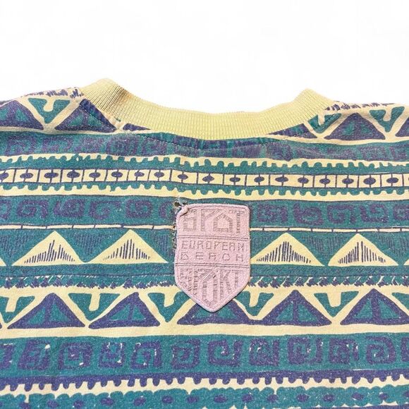 Vintage 80 SpotSport European Beach Multi Green colors Surfwear T Shirt Sz M ~ L - Picture 6 of 8